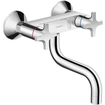 Hansgrohe Logis M32 Baterie chiuveta bucatarie dubla comanda cu montaj pe perete, crom