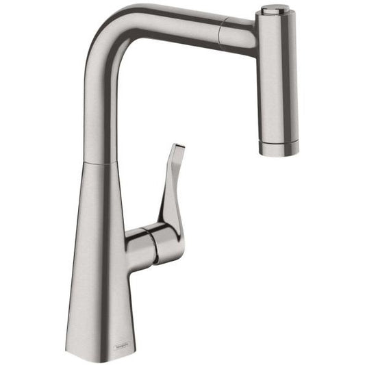 Hansgrohe Metris 220 Baterie chiuveta bucatarie monocomanda cu dus extractibil, aspect inox