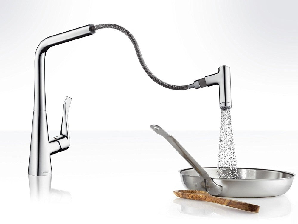 Hansgrohe Metris 320 Baterie chiuveta bucatarie monocomanda cu dus extractibil, crom