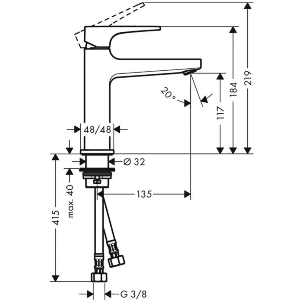 Baterie lavoar Hansgrohe Metropol 110, cu ventil click-clack