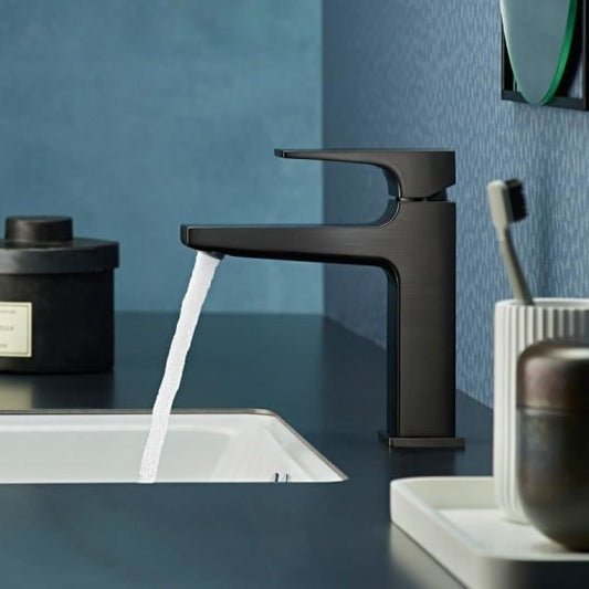Baterie lavoar neagra mat Hansgrohe Metropol 110, cu ventil click-clack