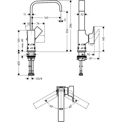 Baterie lavoar aurie Hansgrohe Metropol 230