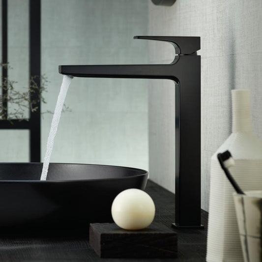 Baterie lavoar pe blat neagra mat Hansgrohe Metropol 260, cu ventil click-clack