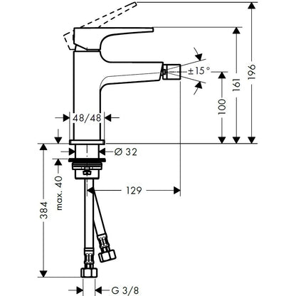 Hansgrohe Metropol Baterie bideu monocomanda, antracit satinat