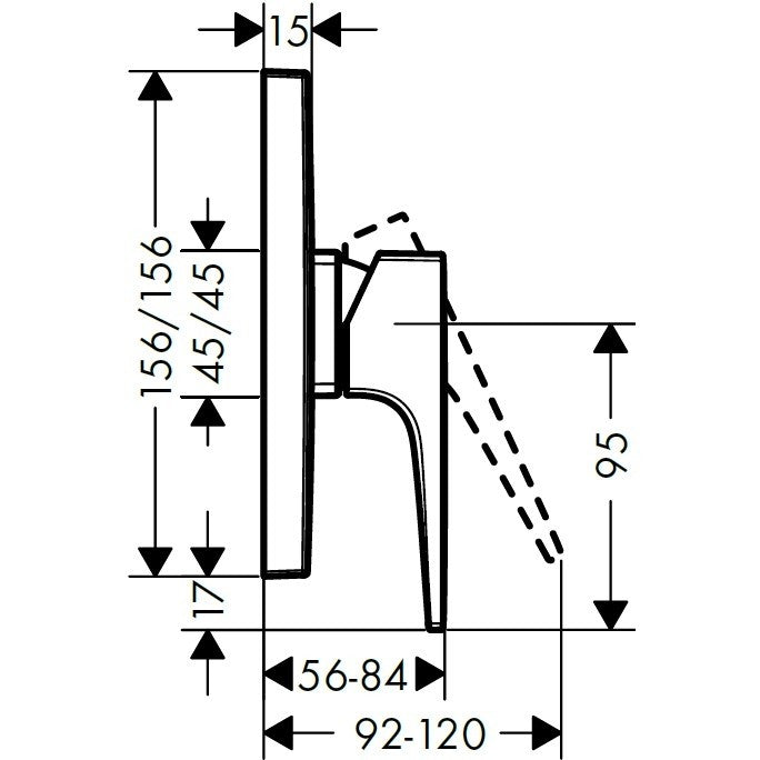 Hansgrohe Metropol Baterie dus monocomanda incastrata, negru mat