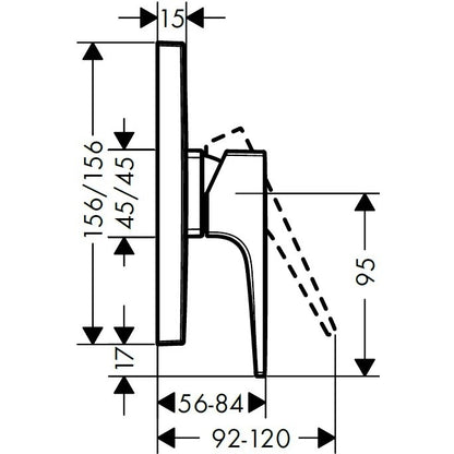 Hansgrohe Metropol Baterie dus monocomanda incastrata, antracit satinat