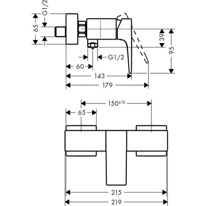 Hansgrohe Metropol Baterie dus monocomanda, alb mat