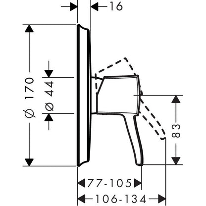 Hansgrohe Metropol Classic Baterie dus monocomanda, montaj incastrat, crom/auriu