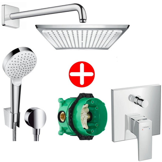 Set promo Sistem dus incastrat fara termostat Hansgrohe Metropol Crometta
