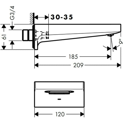 Hansgrohe Metropol Pipa cada cu jet Cascada, antracit satinat