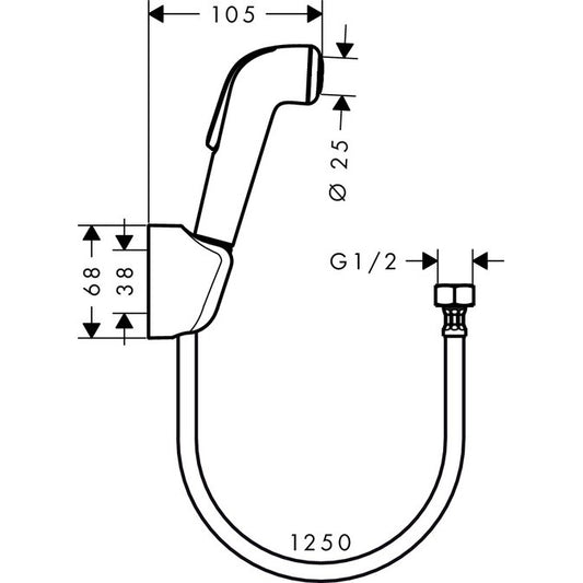 Para dus Hansgrohe pentru bideu cu suport si furtun 125 cm, alb/crom