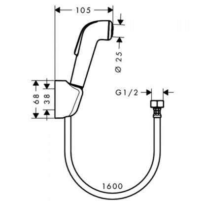 Para dus Hansgrohe , pentru bideu cu suport si furtun 160 cm, alb/crom