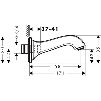 Hansgrohe Pipa pentru cada, 17 cm, crom