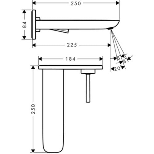 Baterie lavoar incastrata alb/crom Hansgrohe PuraVida, pipa de 22 cm