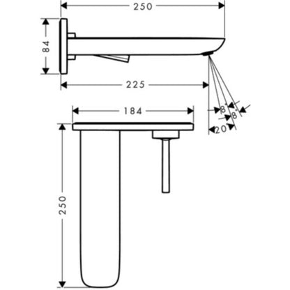 Baterie lavoar incastrata alb/crom Hansgrohe PuraVida, pipa de 22 cm
