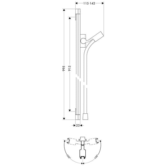Hansgrohe PuraVida Bara de dus 900 mm, crom