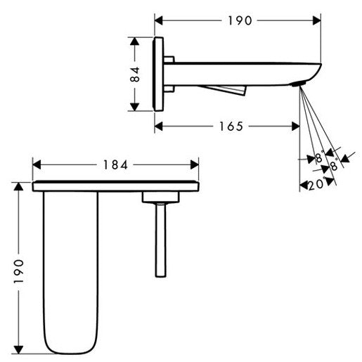 Baterie lavoar incastrata Hansgrohe PuraVida, pipa de 16 cm