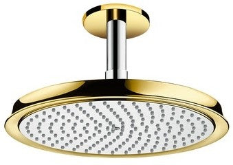 Palarie dus fix Hansgrohe Raindance Classic 240 Air 1jet, cu brat montat in tavan 10 cm, auriu/crom