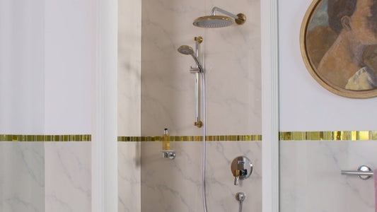Palarie dus fix Hansgrohe Raindance Classic 240 Air 1jet, cu brat orizontal 39 cm, auriu/crom