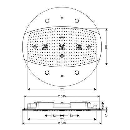 Palarie dus fix Hansgrohe Raindance Rainmaker Air 3jet, cu lumina Ø60 cm, crom