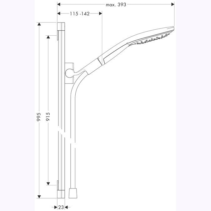 Hansgrohe Raindance Select 150/Raindance Unica`S Set dus cu bara 90 cm, alb/crom