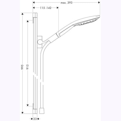 Hansgrohe Raindance Select 150/Raindance Unica`S Set dus cu bara 90 cm, alb/crom