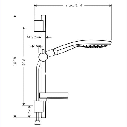 Hansgrohe Raindance Select 150/Unica`S Puro Set dus cu bara 90 cm, crom