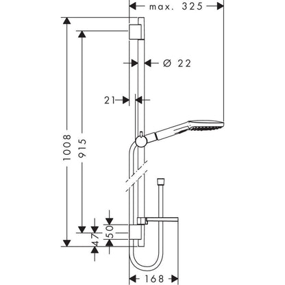 Hansgrohe Raindance Select E 120 3jet EcoSmart Set dus cu bara 90 cm, crom
