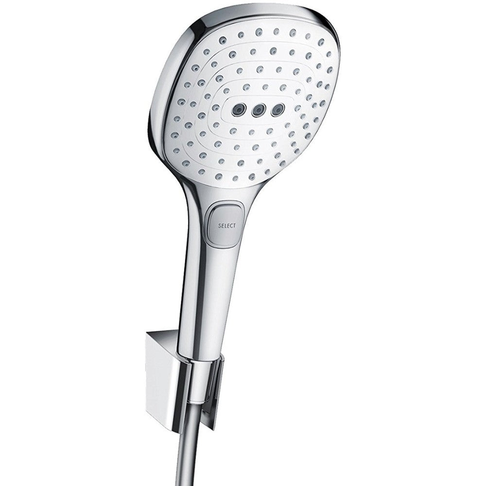 Hansgrohe Raindance Select E 120 Porter Set dus cu suport, furtun 160 cm, alb/crom