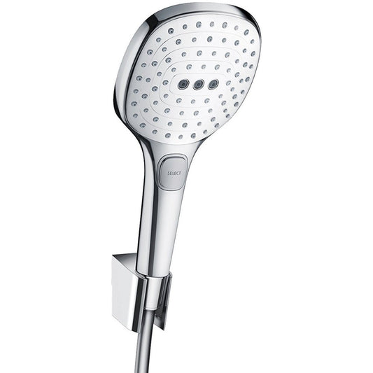 Hansgrohe Raindance Select E 120 Porter Set dus cu suport, furtun 160 cm, alb/crom