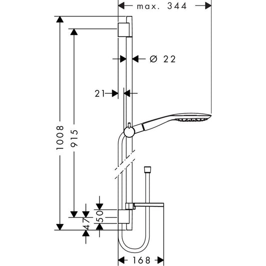 Hansgrohe Raindance Select E 150 3jet Set dus cu bara 90 cm, crom