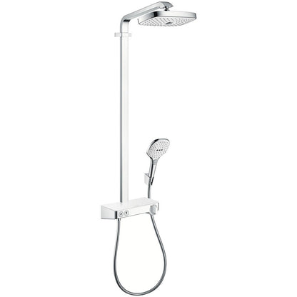 Coloana dus cu baterie si termostat Hansgrohe Raindance Select E 300 2jet ST, alb/crom