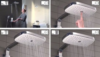 Coloana dus cu baterie si termostat Hansgrohe Raindance Select E 300 3jet ST, alb/crom