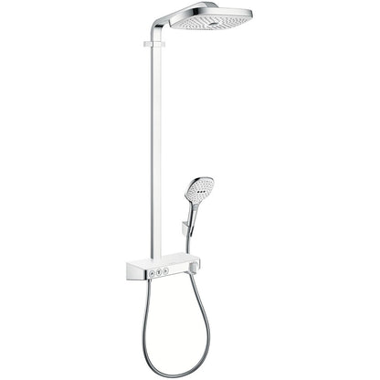 Coloana dus cu baterie si termostat Hansgrohe Raindance Select E 300 3jet ST, alb/crom