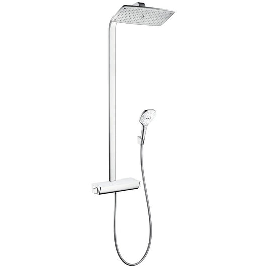 Coloana dus cu baterie si termostat Hansgrohe Raindance Select E 360, alb