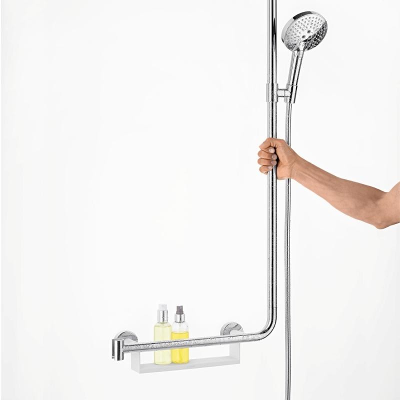 Hansgrohe Raindance Select S 120 3jet Set dus 110 cm, bara de sprijin cu polita, dreapta, crom