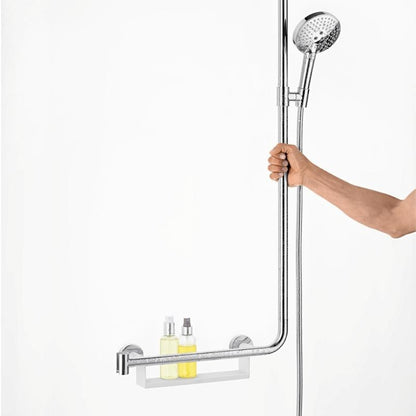 Hansgrohe Raindance Select S 120 3jet Set dus 110 cm, bara de sprijin cu polita, dreapta, crom