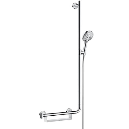 Hansgrohe Raindance Select S 120 3jet Set dus 110 cm, bara de sprijin cu polita, dreapta, crom