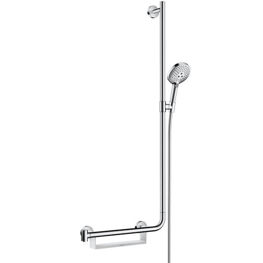 Hansgrohe Raindance Select S 120 3jet Set dus 110 cm, bara de sprijin cu polita, dreapta, crom