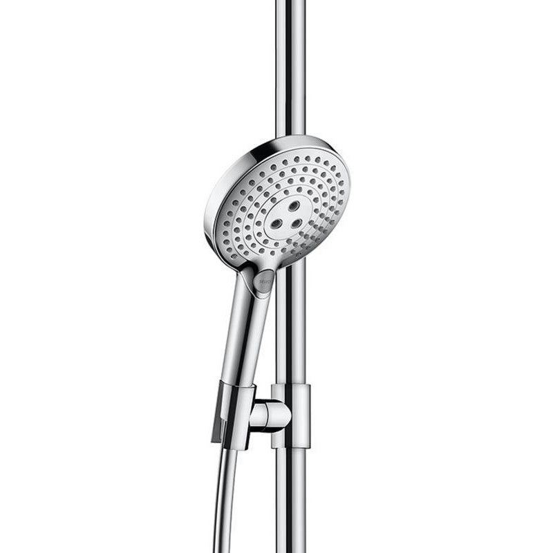 Hansgrohe Raindance Select S 120 3jet Set dus 110 cm, bara de sprijin cu polita, stanga, crom