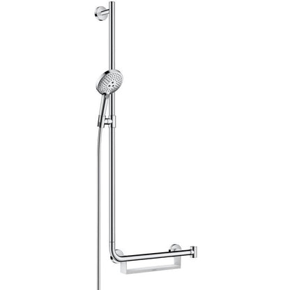 Hansgrohe Raindance Select S 120 3jet Set dus 110 cm, bara de sprijin cu polita, stanga, crom