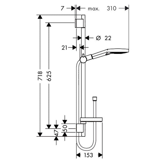 Hansgrohe Raindance Select S 120 3jet Set dus cu bara 65 cm, crom