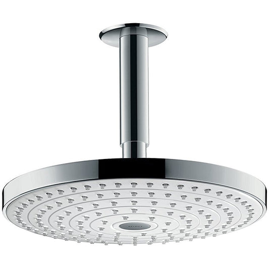 Palarie dus fix Hansgrohe Raindance Select S 240 2jet, cu brat montat in tavan 10 cm, alb/crom