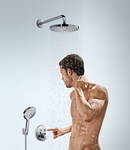 Palarie dus fix Hansgrohe Raindance Select S 240 2jet, cu brat orizontal 39 cm, alb/crom