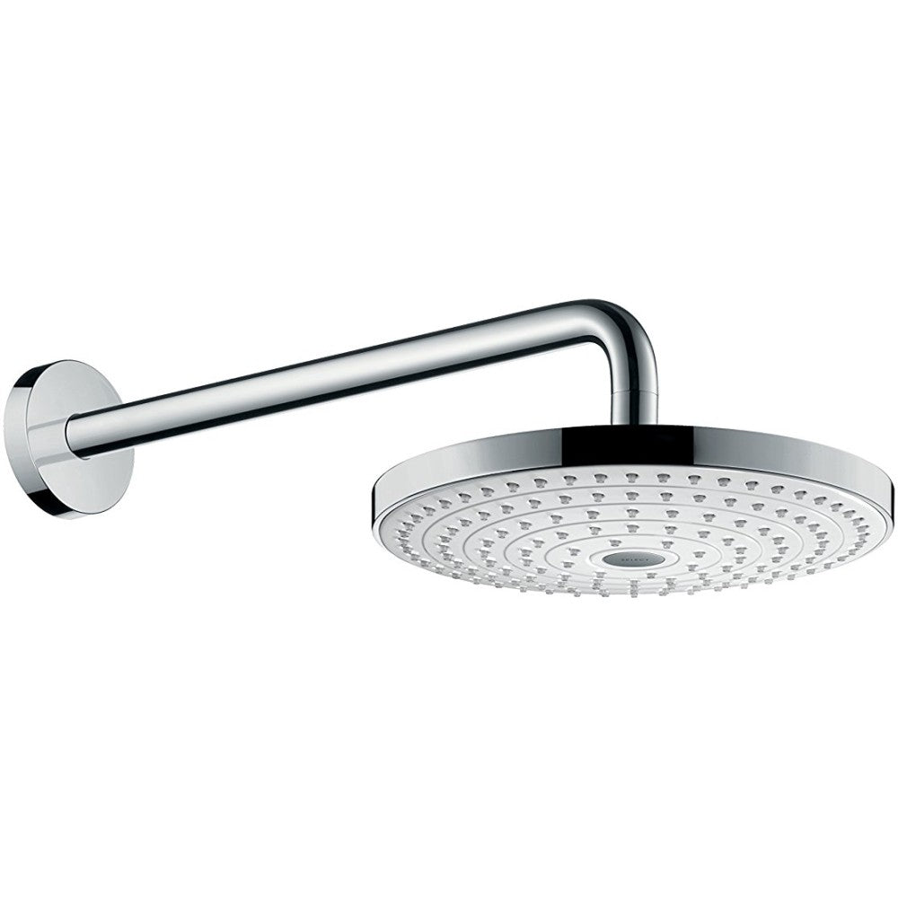 Palarie dus fix Hansgrohe Raindance Select S 240 2jet, cu brat orizontal 39 cm, alb/crom
