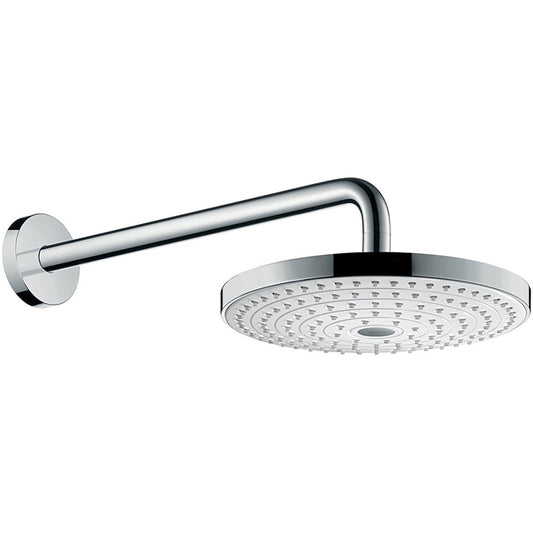 Palarie dus fix Hansgrohe Raindance Select S 240 2jet, cu brat orizontal 39 cm, alb/crom