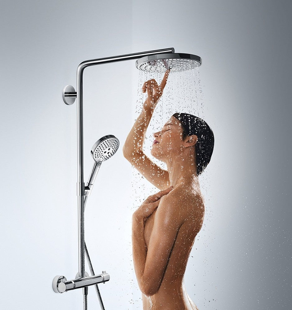 Coloana dus cu baterie si termostat Hansgrohe Raindance Select S 240 2jet, alb/crom