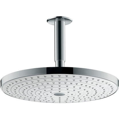 Palarie dus fix Hansgrohe Raindance Select S 300 2jet, cu brat montat in tavan 10 cm, alb/crom