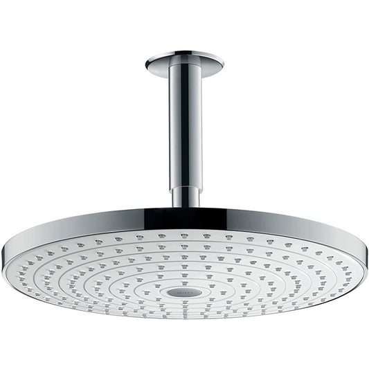 Palarie dus fix Hansgrohe Raindance Select S 300 2jet, cu brat montat in tavan 10 cm, alb/crom