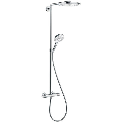 Coloana dus cu baterie si termostat Hansgrohe Raindance Select S 300 2jet, alb/crom